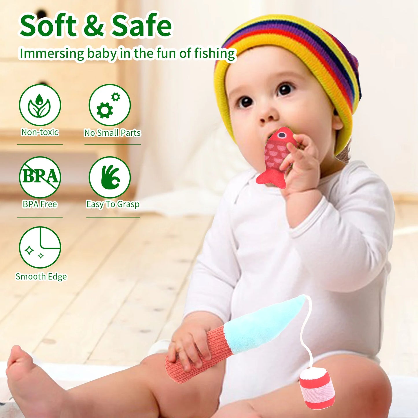 Plush Baby Fishing Toy Set – Montessori Learning Game for Toddlers